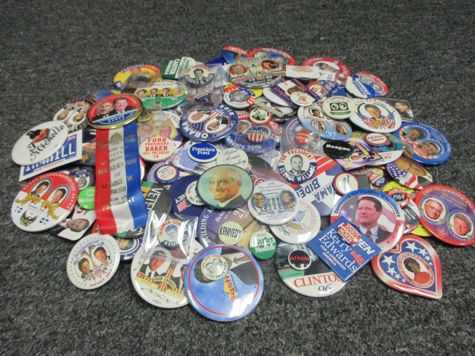 Well Over 100 Different Political Buttons- 1920s to 2016. Mixed parties.