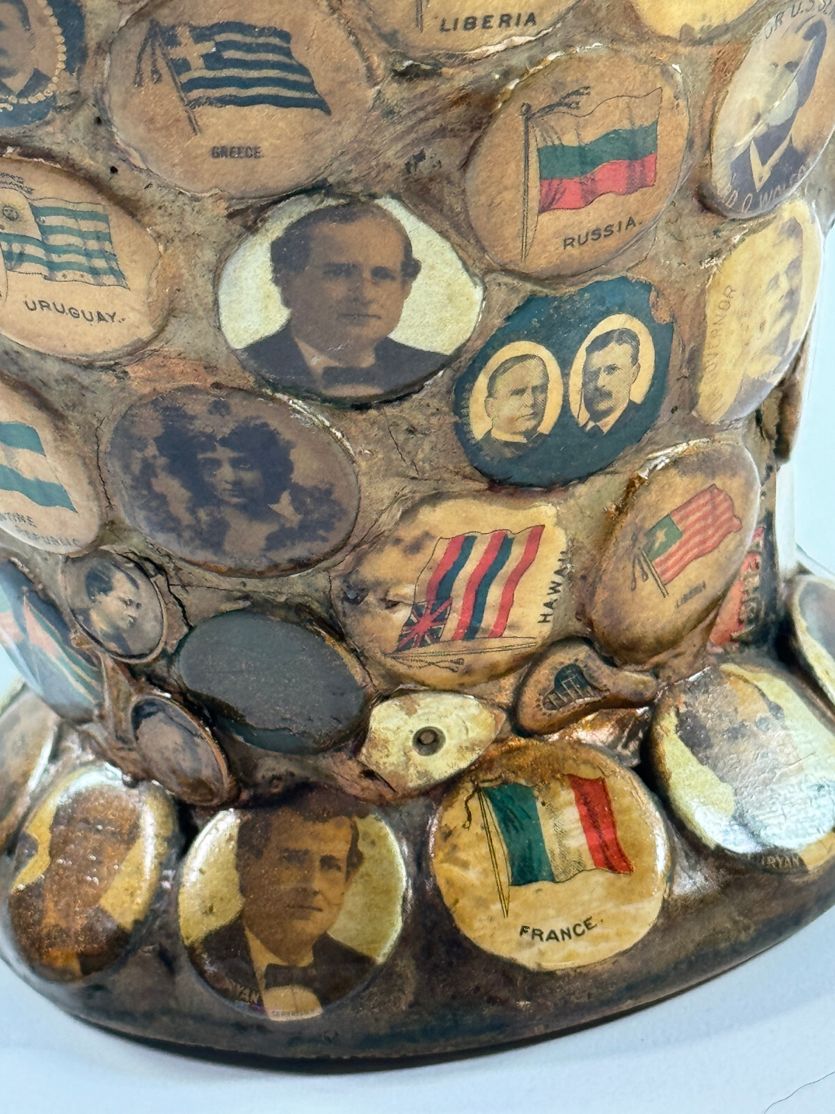 1890-1920 Folk Art Political Memory Jug presidential william jennings bryan