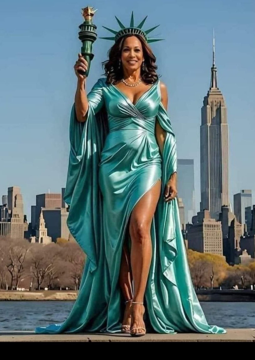 KAMALA HARRIS 2024 DRESSED AS LADY LIBERTY ARTWORK FRIDGE MAGNET 5″ X 3.5″