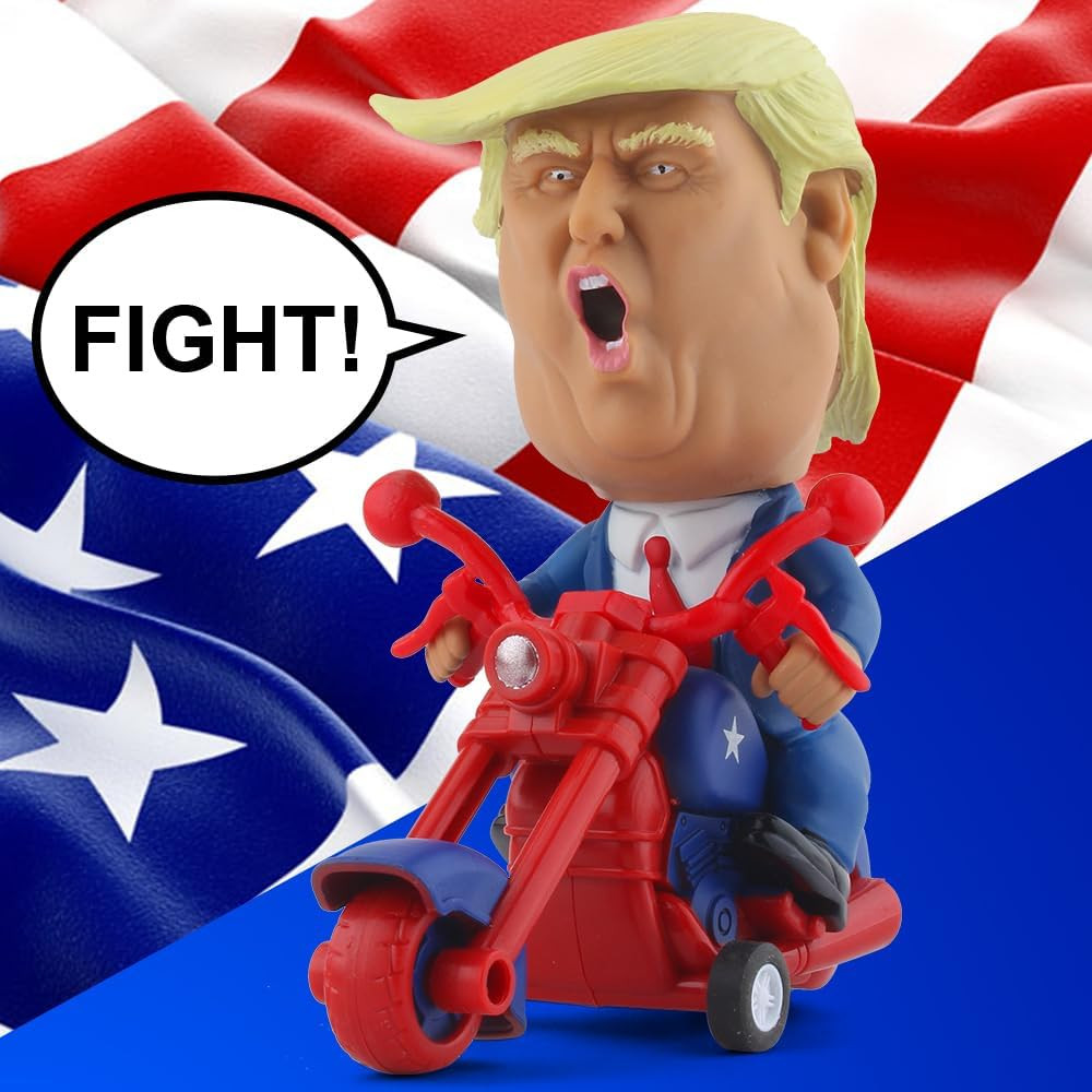 DINOBROS President Donald Trump 2024 Toy Figure Riding Motorcycle Funny Rev Up C