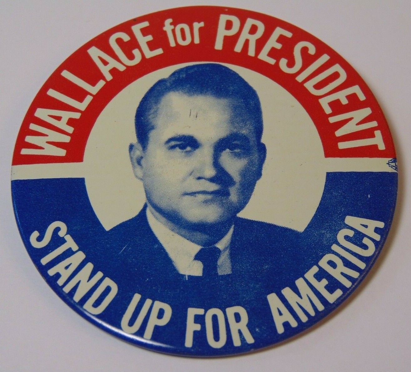 3″ Old Vintage 1968 Alabama Governor George Wallace Presidential Pin AIP Party