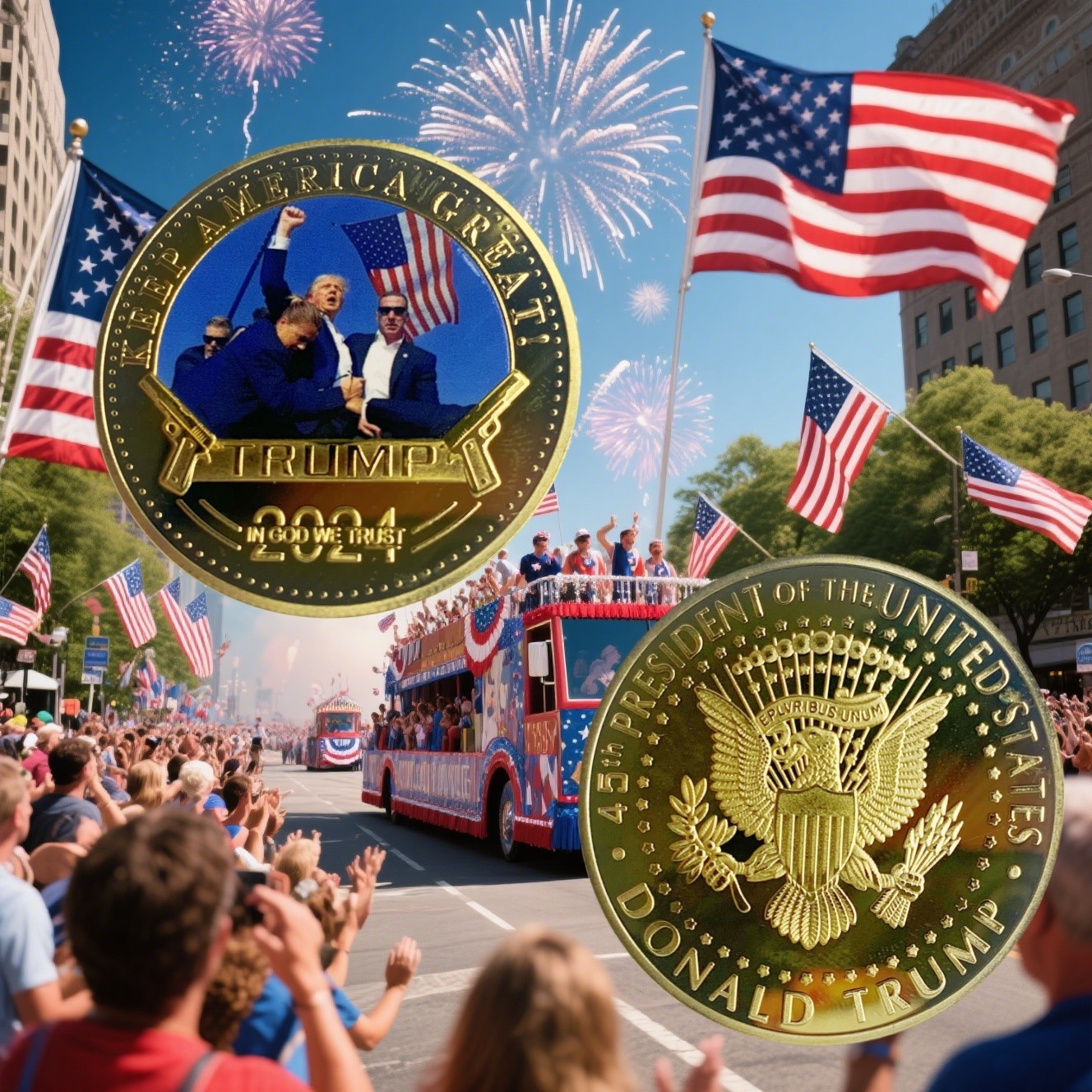 5PCS 2024 President Trump Commemorative Coin Take America Back Metal Coin