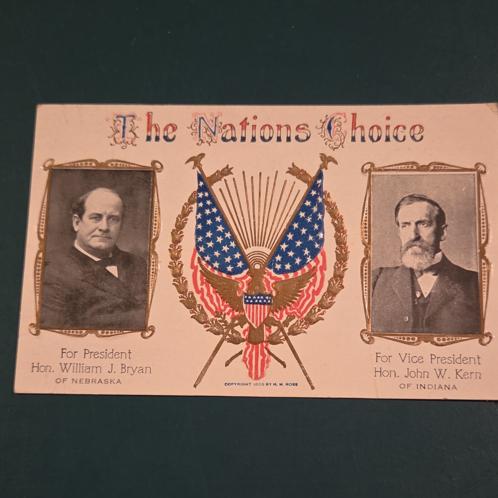 1908 Bryan & Kern “The Nations Choice” Campaign Postcard, shipping $2