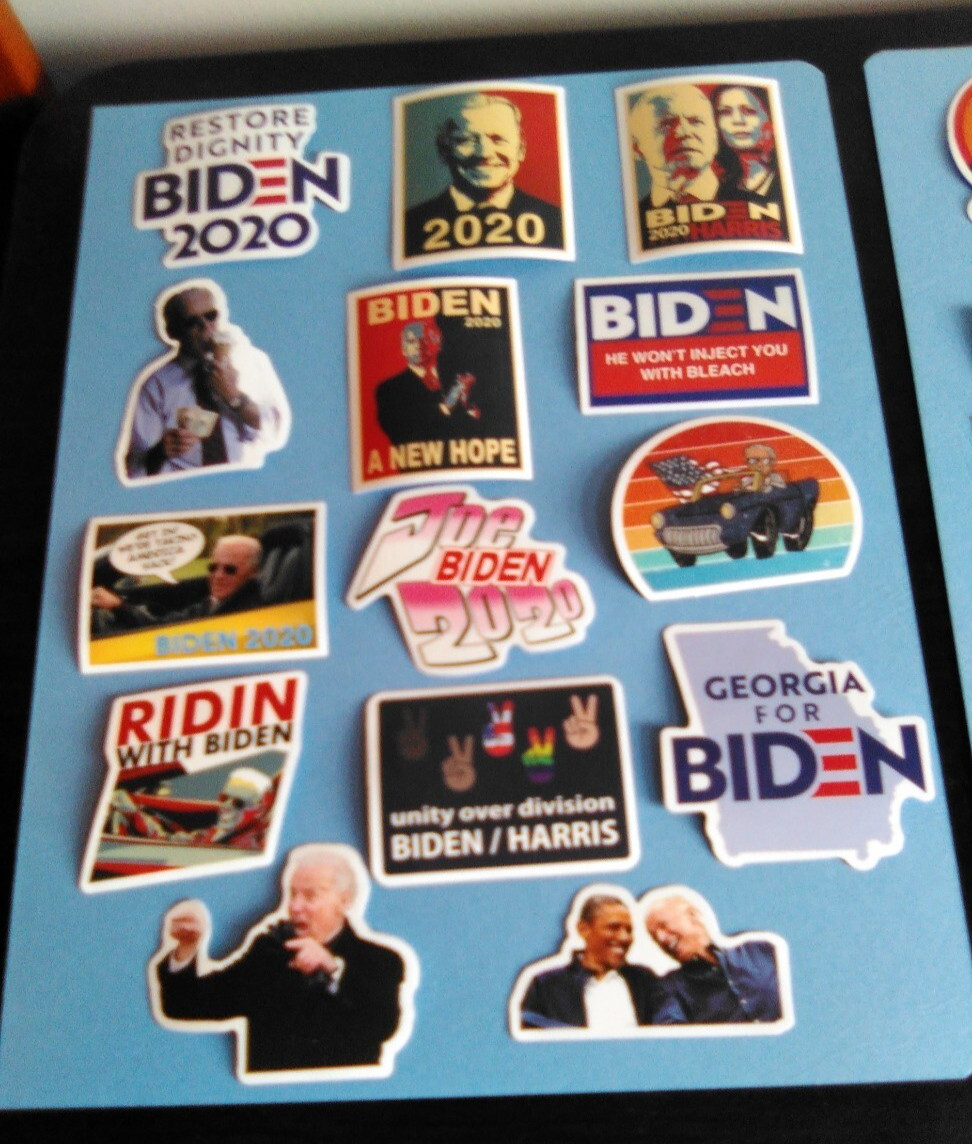 LOT OF 50 POLITICAL STICKERS-2020-VOTE-JOE BIDEN+KAMALA HARRIS+BARACK OBAMA