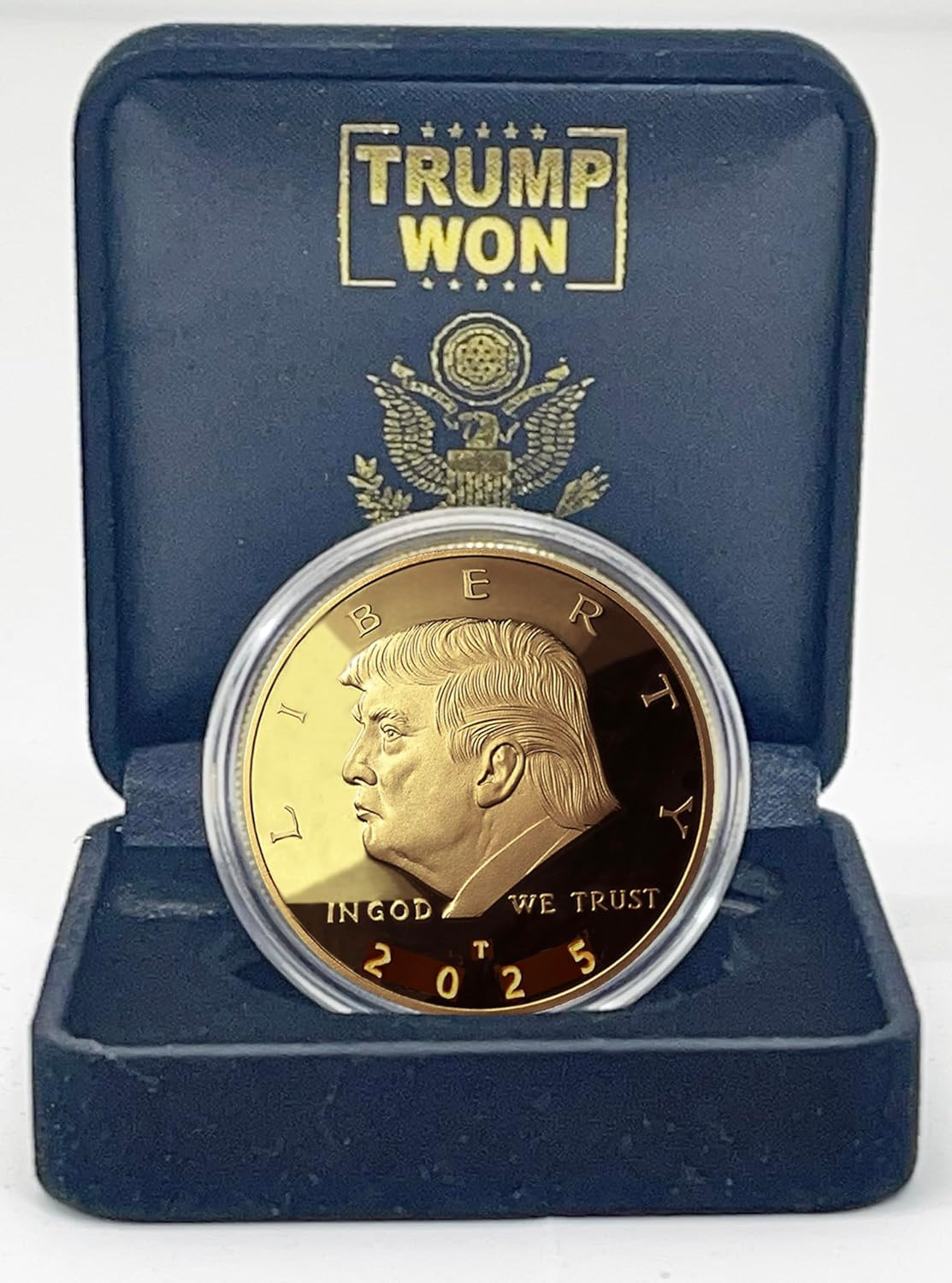 Donald Trump Won 2025 Gold Coin in Velvet Display Case – 47Th Presidential Comme