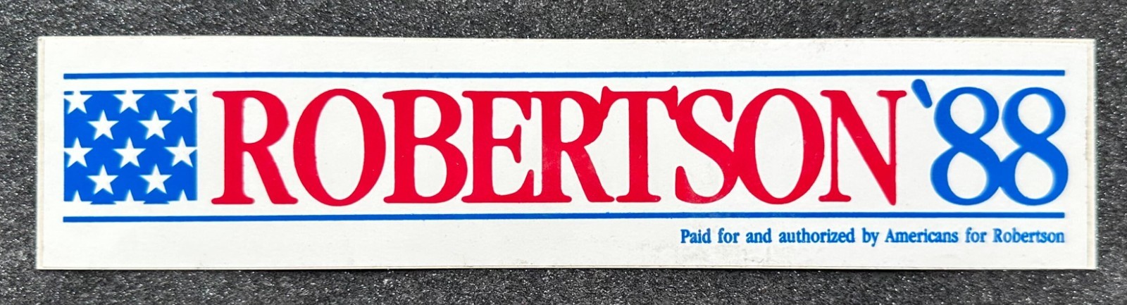 Vintage 1988 Pat Robertson Presidential Campaign Bumper Sticker 8-3/8″ x 1-7/8″