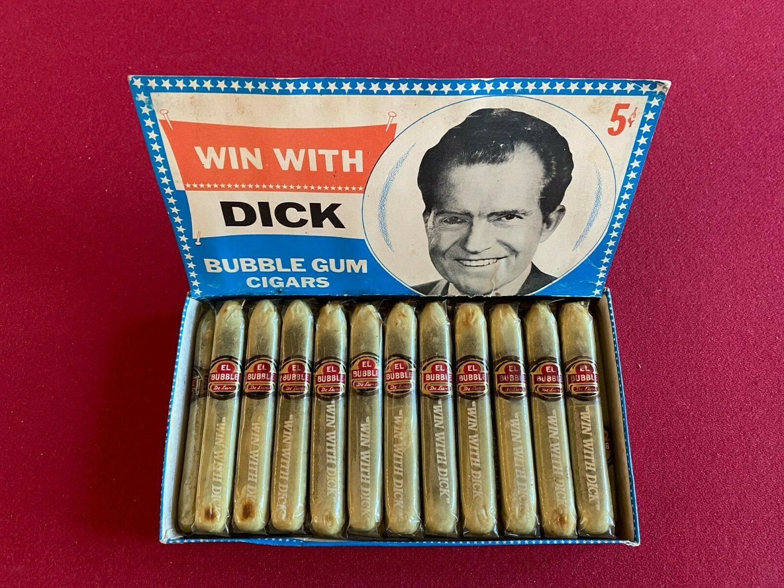 1968, Richard Nixon, “Un-Opened” Swell Bubble Gum Cigars (Scarce / Vintage)