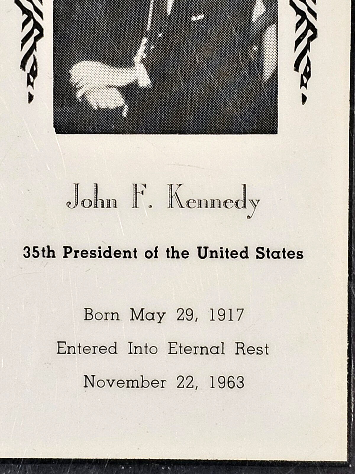 Rare John F Kennedy Funeral Mass Prayer Commemorating Laminated Card 1963