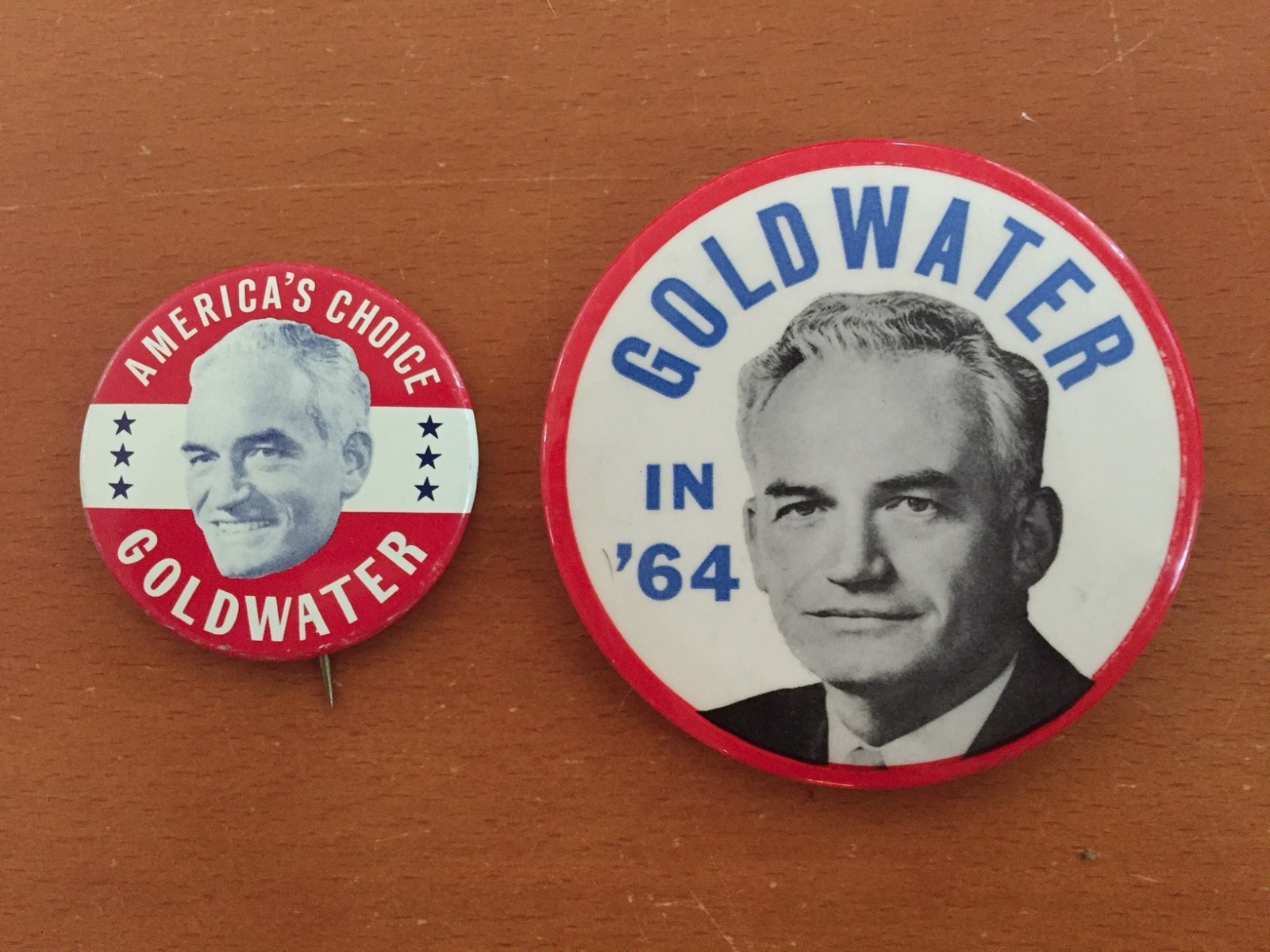 BARRY GOLDWATER For President 1964 Campaign Pin Button Lot of 2