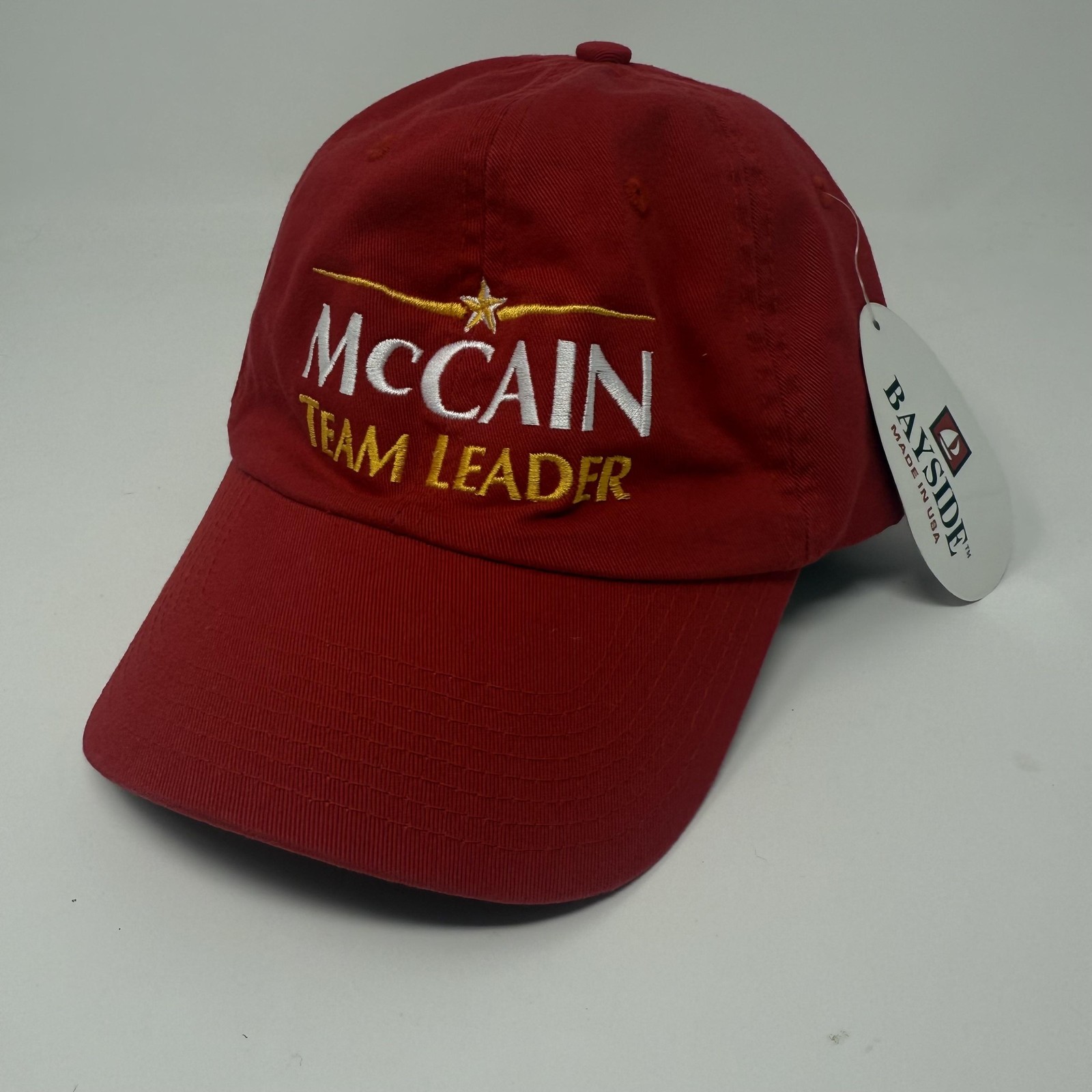 McCain Team Leader Campaign Bayside Red Cotton Hat Cap Adjustable Made In USA