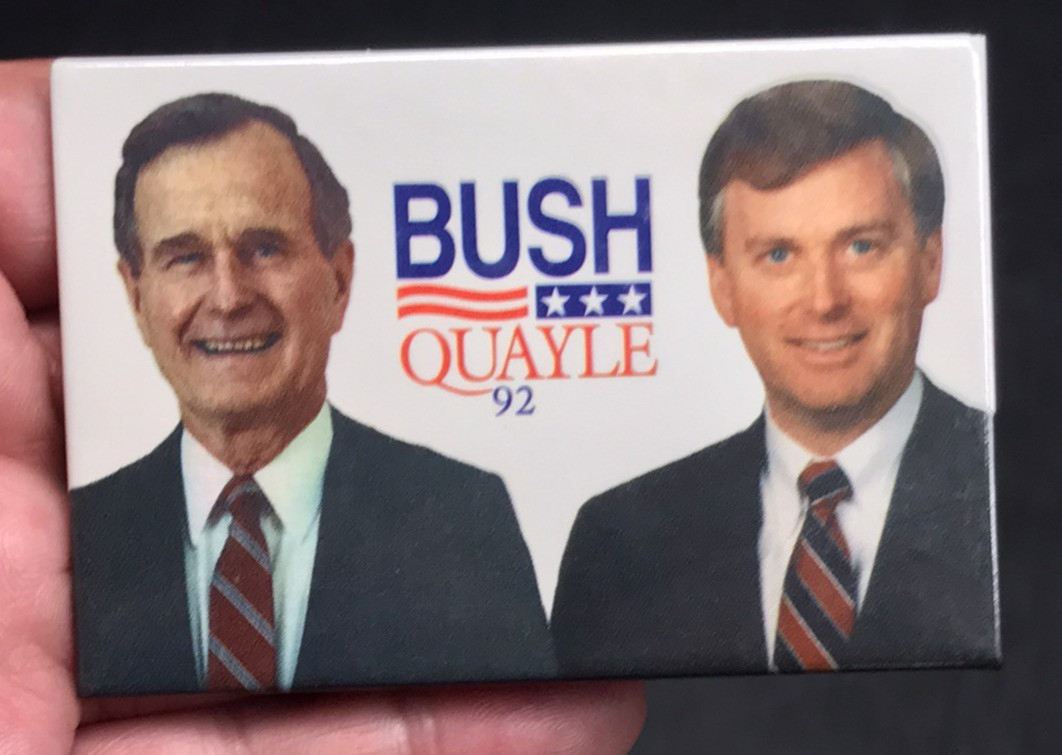 VTG 1992 George HW Bush & Dan Quayle Presidential Campaign Pin 2×3