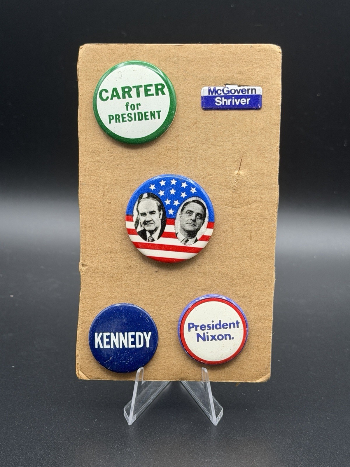 Vintage Presidential Campaign Button Lot (5) 1960s-70s RFK Nixon Carter McGovern