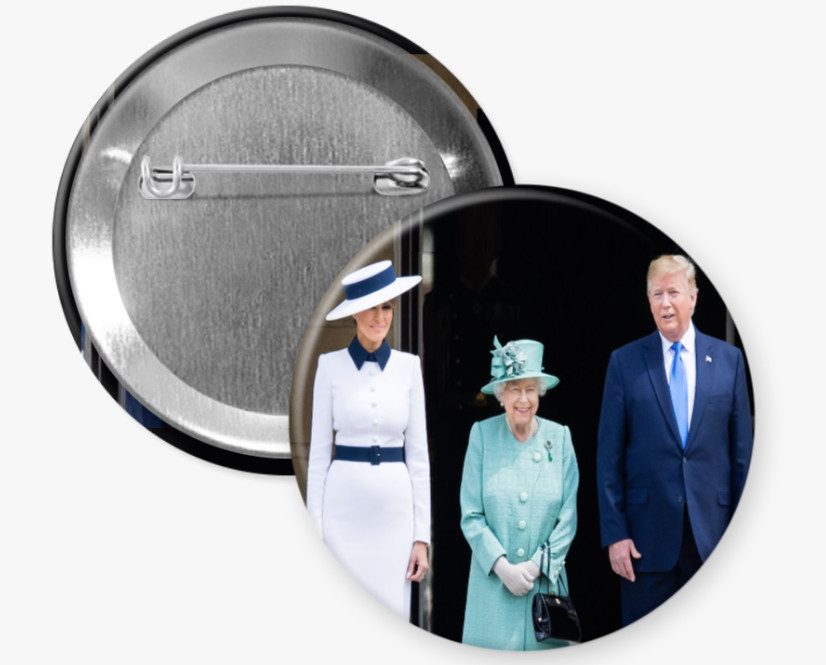 Donald Trump, Melania Trump, Queen Elizabeth – Bulk Lot of 100 pins (2.25″)