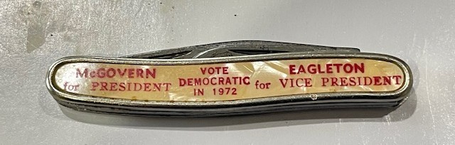 776 ~ 1972 McGovern Eagleton Mother of Pearl ~ 2-Bladed Knife Democratic Party!