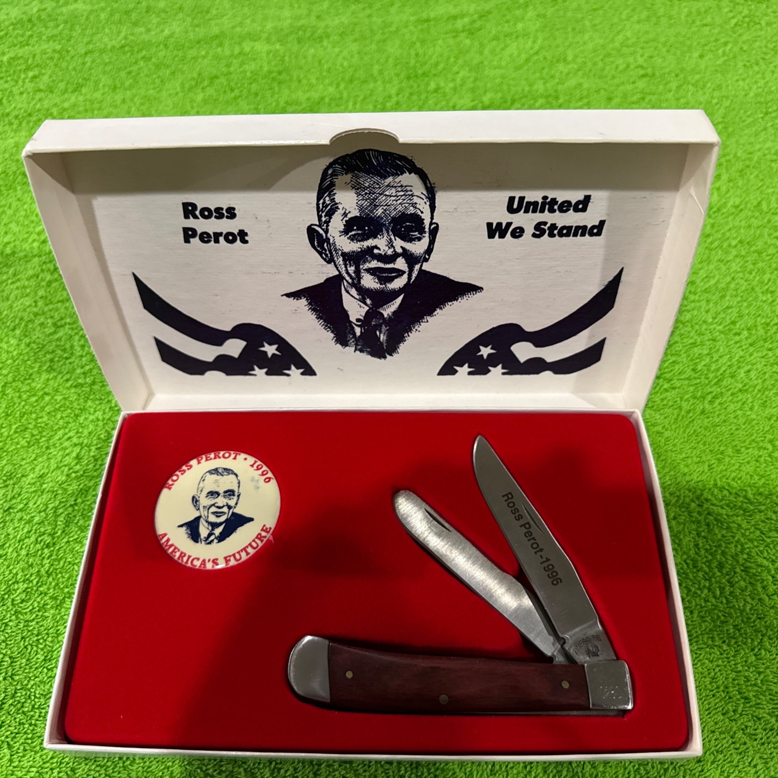 1996 Ross Perot Button & Knife Set #280 President Candidate Limited Edition
