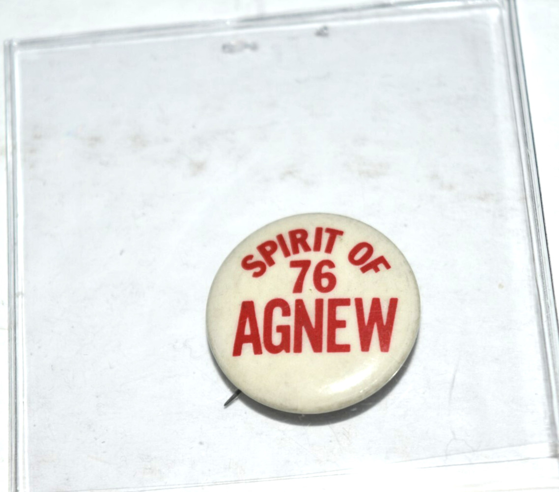 VINTAGE, “SPIRIT Of 76 – AGNEW,” Red and White Button (1.0″Dia) Pre-Owned
