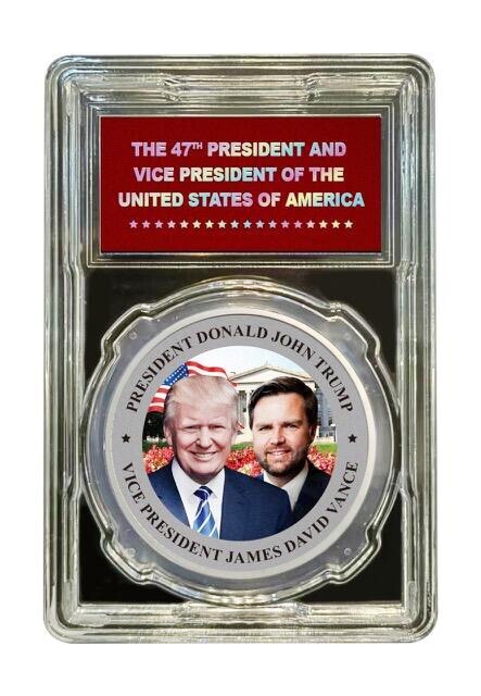 USA 2025 – 47th President Donald Trump & Vice Pres. JD Vance Silver Plated Comem