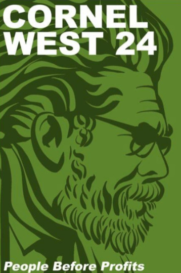 Cornel West President 2024 Sticker Political Green Waterproof 5″ x 3.25″