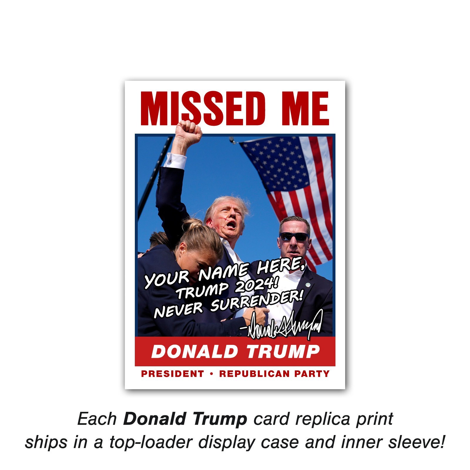 Donald Trump CUSTOM AUTOGRAPH Shooting Failed Assassination ACEO Card MAGA 2024