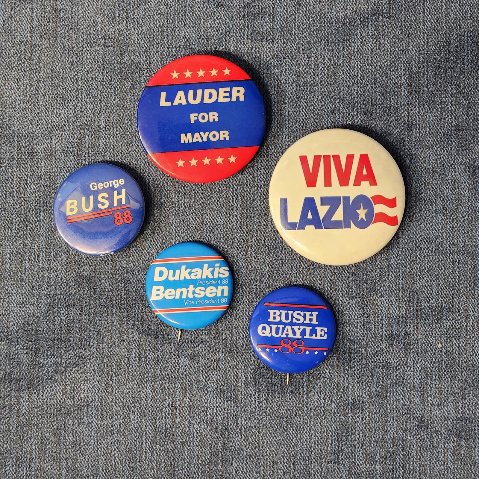 Lot 5 1980s NY & National Political Campaign Buttons Bush Dukakis Quayle u-16Bkb