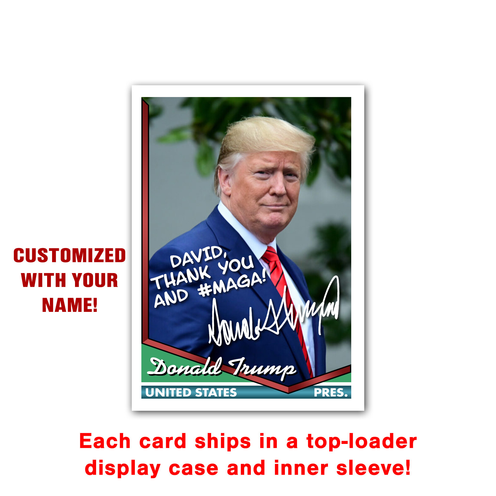 Donald Trump CUSTOM AUTOGRAPH Presidential Baseball Card Signed MAGA 2020