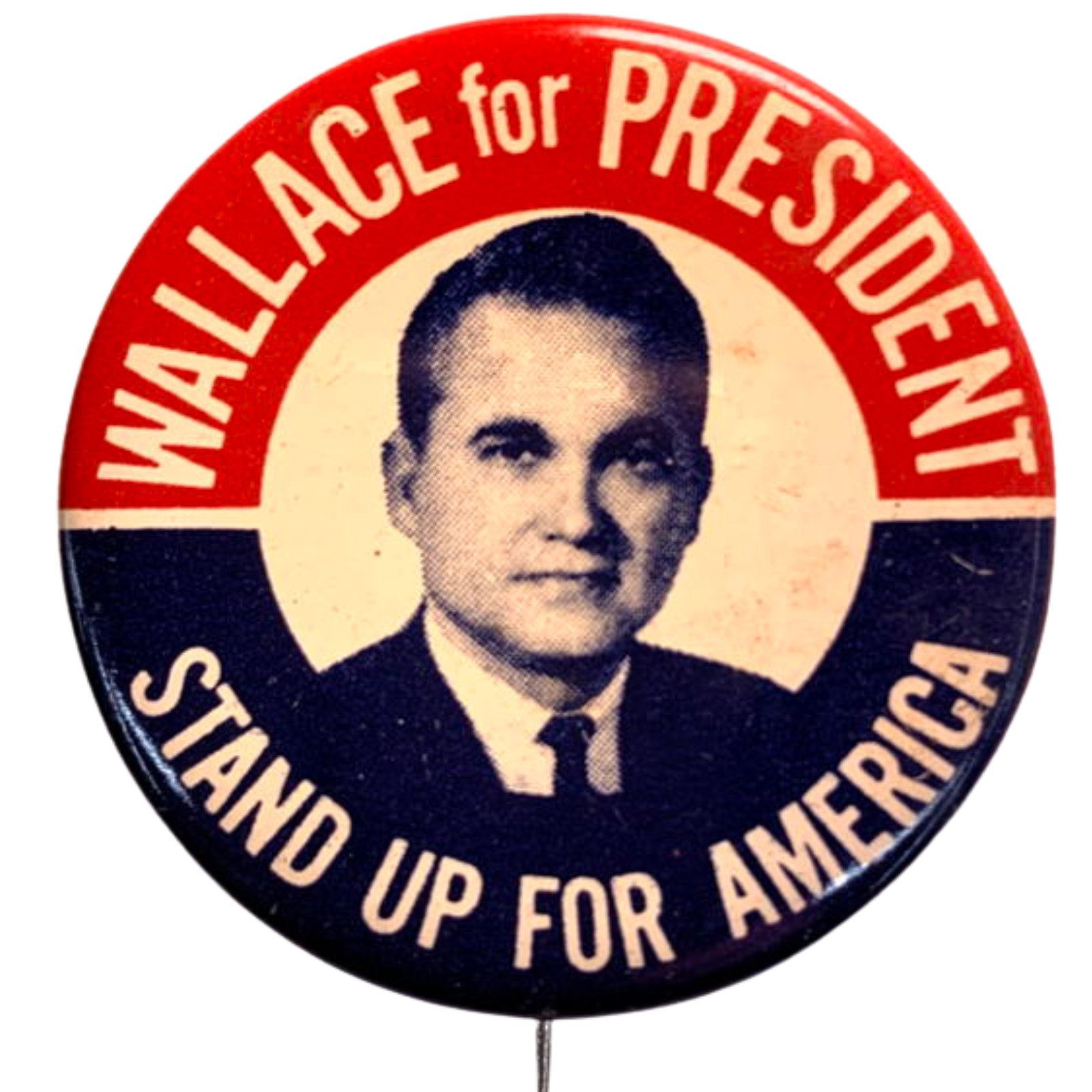 Vintage 1968 George Wallace President Pinback Button Stand Up For America NOS
