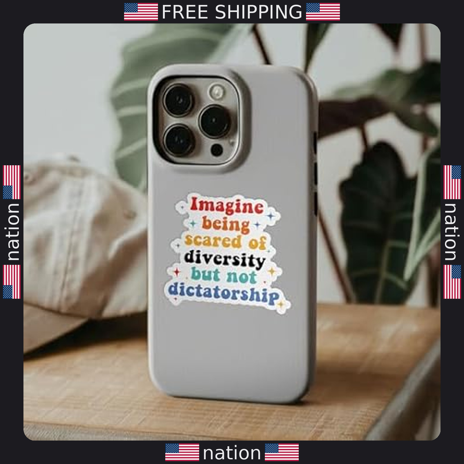 “3Pcs Political Waterproof Stickers – Scared of Diversity Not Dictatorship”