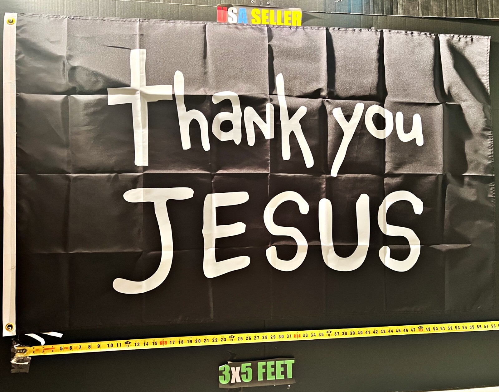 Jesus Flag FREE FIRST CLASS SHIP Thank You J B In God We Trust USA God Sign 3×5′