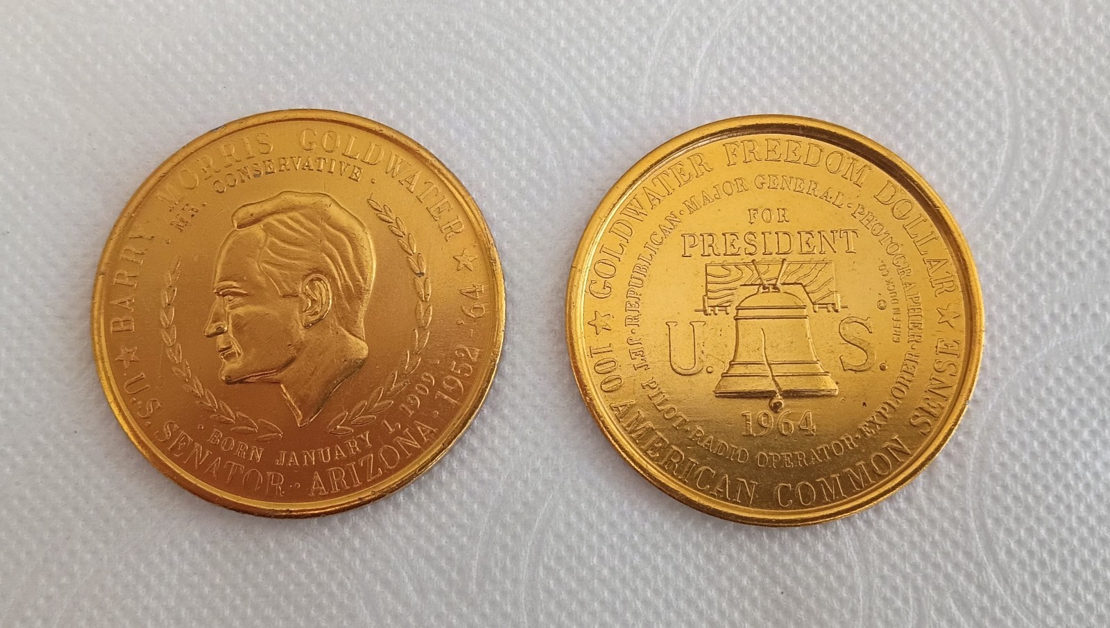 Two 1964 Goldwater for President coins
