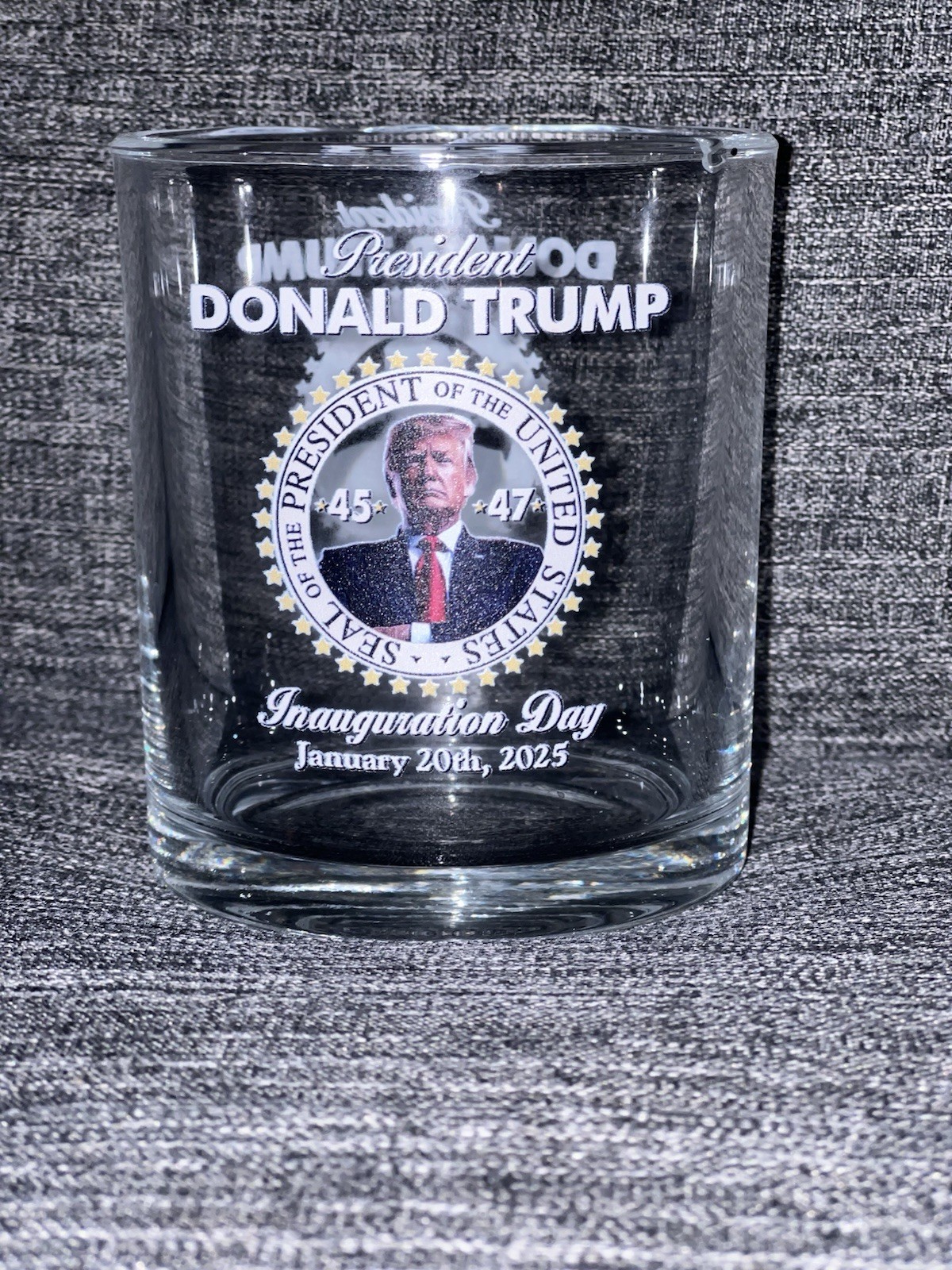 President Donald Trump Inauguration Day 2025 Whiskey Glass — Fantastic Condition