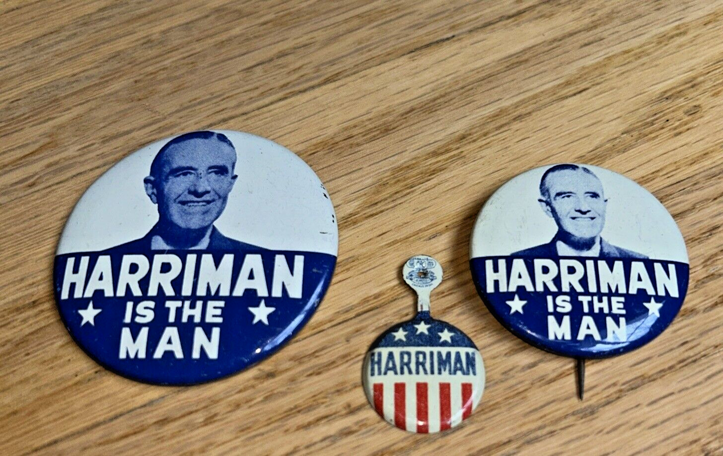 3 HARRIMAN for PRESIDENT Button Pin Tab – HARRIMAN IS THE MAN
