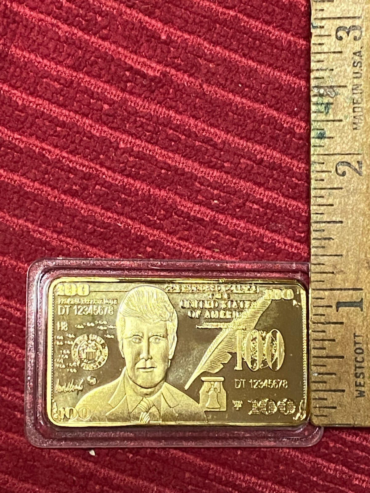Donald Trump 24K Gold Plated $100 Bar – Collectible Coin/Bar In Protective Case
