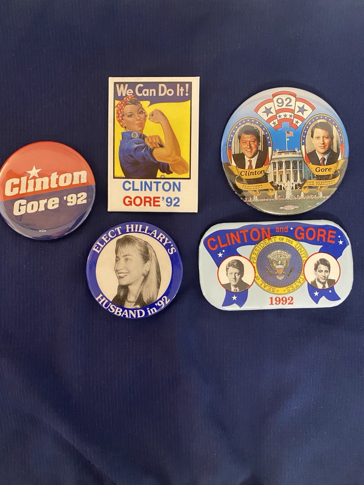Lot Of 5 President Clinton Gore 1992 Election Buttons Hillary’s Hisband