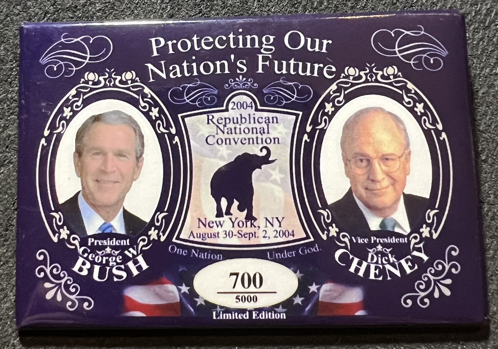 2″x3″ BUSH/CHENEY 2004 RNC LIMITED EDITION JUGATE PINBACK #700/1500