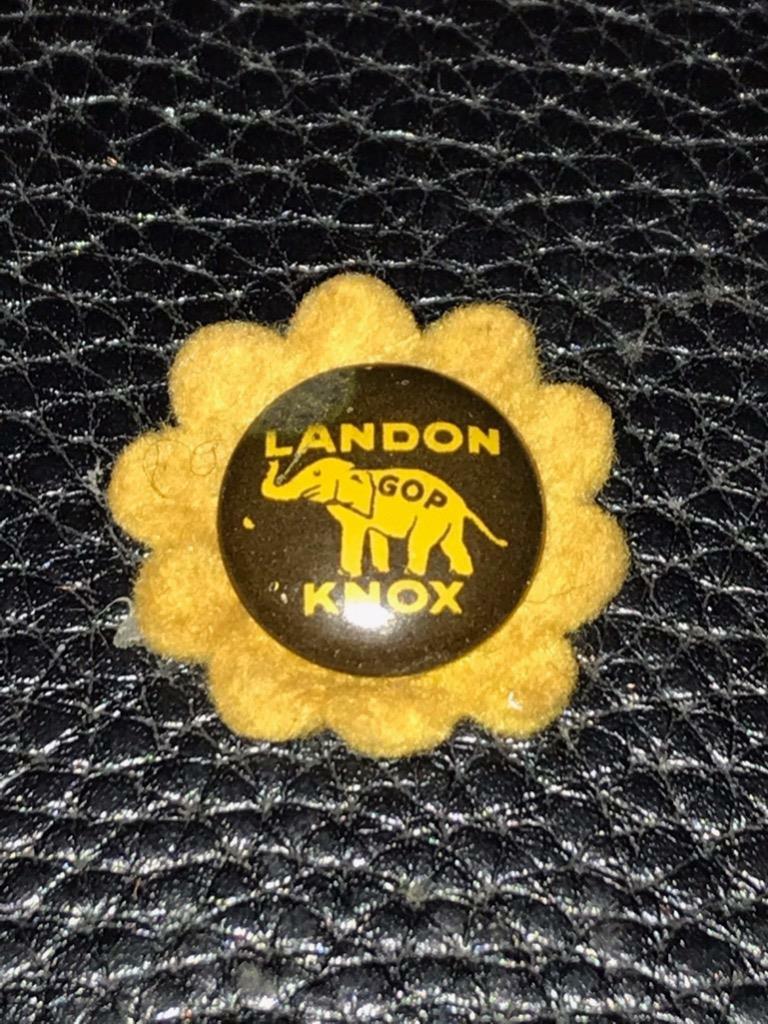 Landon and Knox Republican Presidential Pin w/Felt Sunflower (1936)