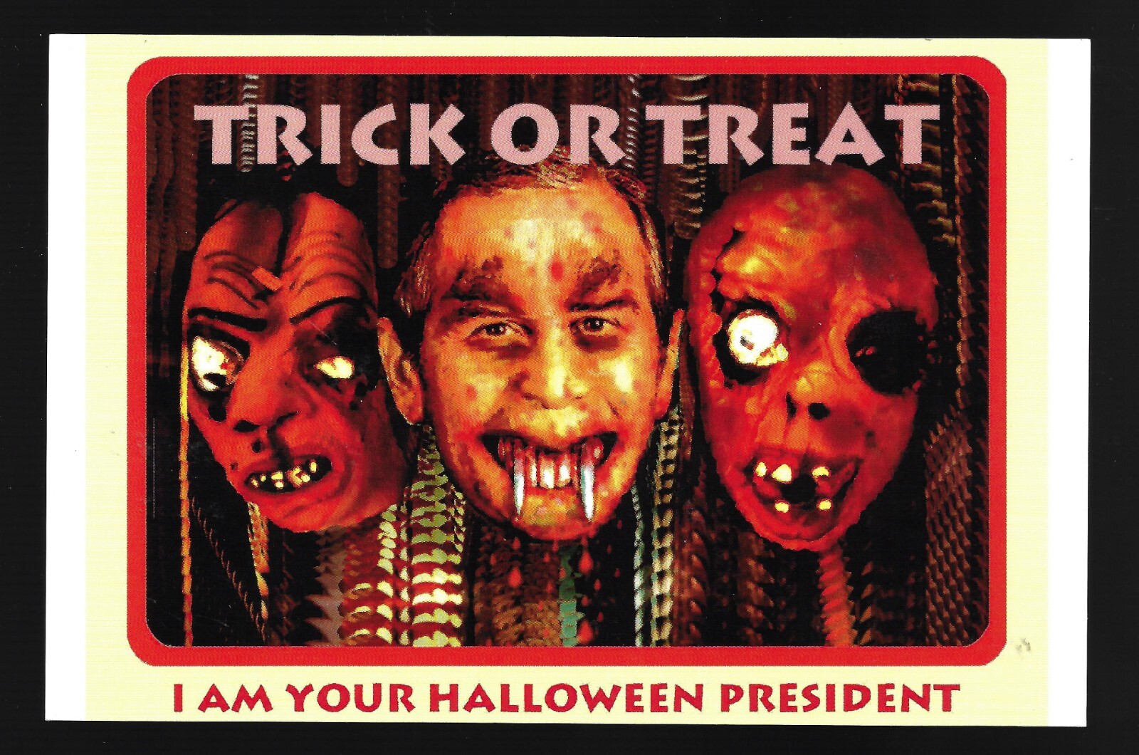 Halloween Presidential Campaign Postcard #3 2004 George W. Bush as a Scary Mask