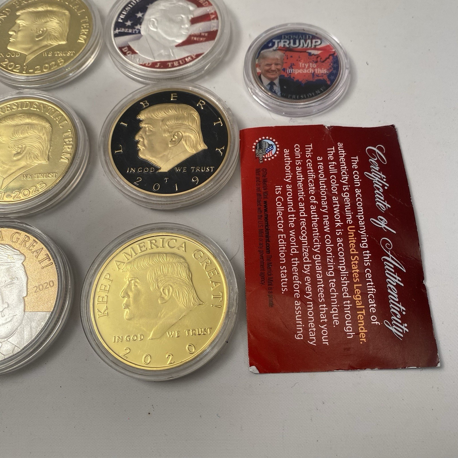 Donald Trump lot of 7 challenge coin commemorative Presidential seal Metal MAGA