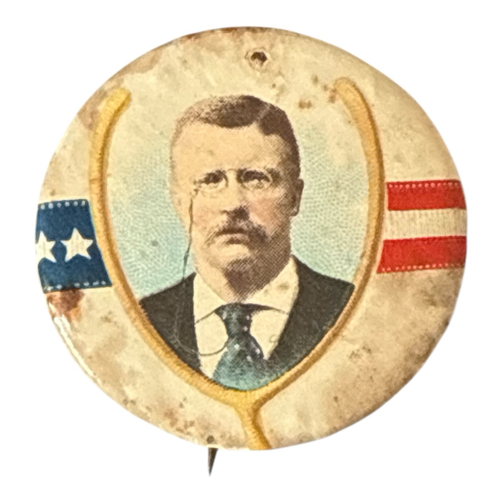 President Teddy & Franklin Roosevelt & McKinley Political Button 1.25″ Wishbone