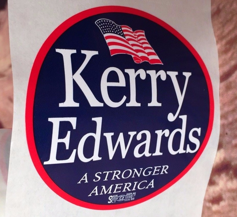 Official 2004 Kerry Edwards American Presidential Campaign Sticker Memorabilia