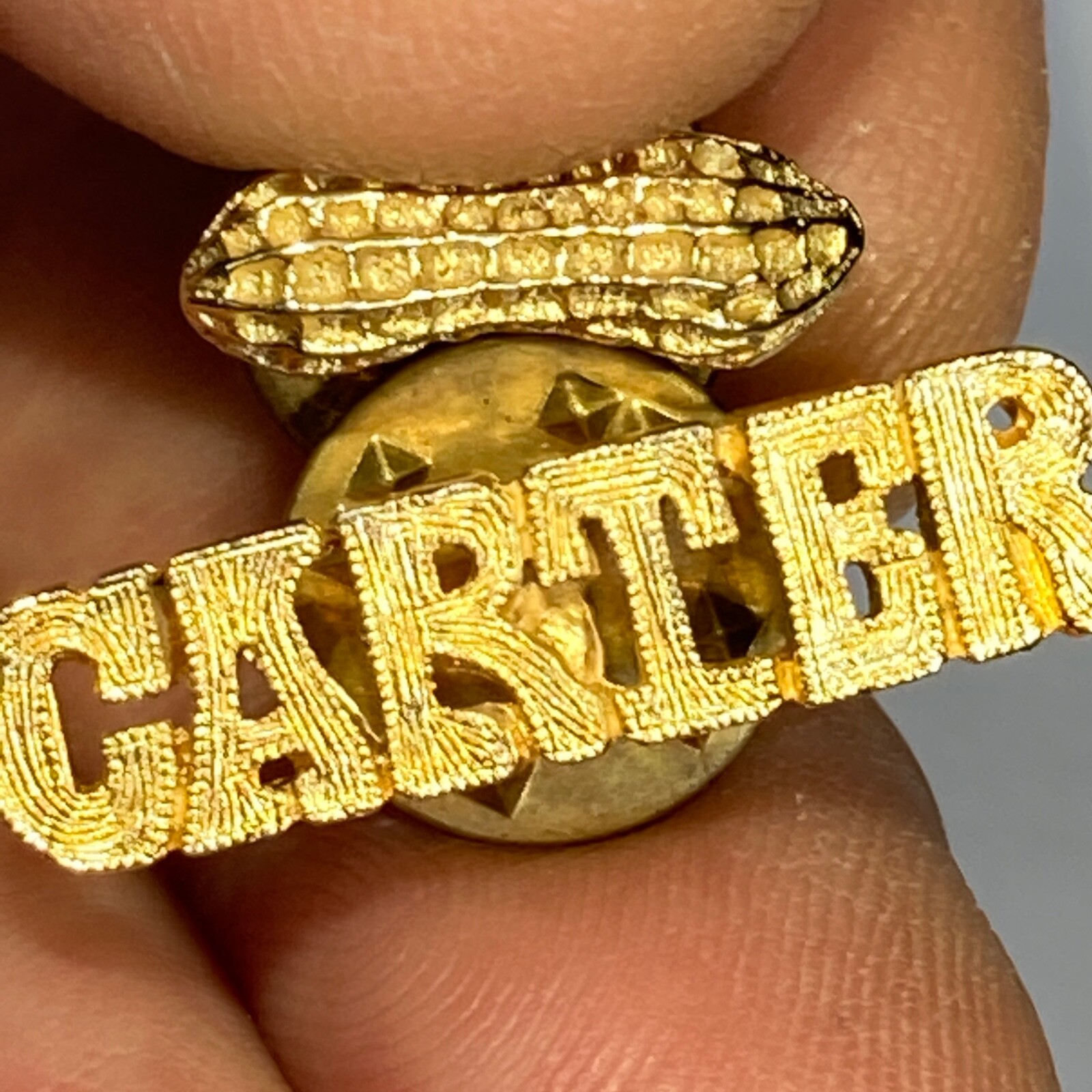 Carter Presidential Candidate Pin Peanut Set Original Gold Plate Lapel Studs g48