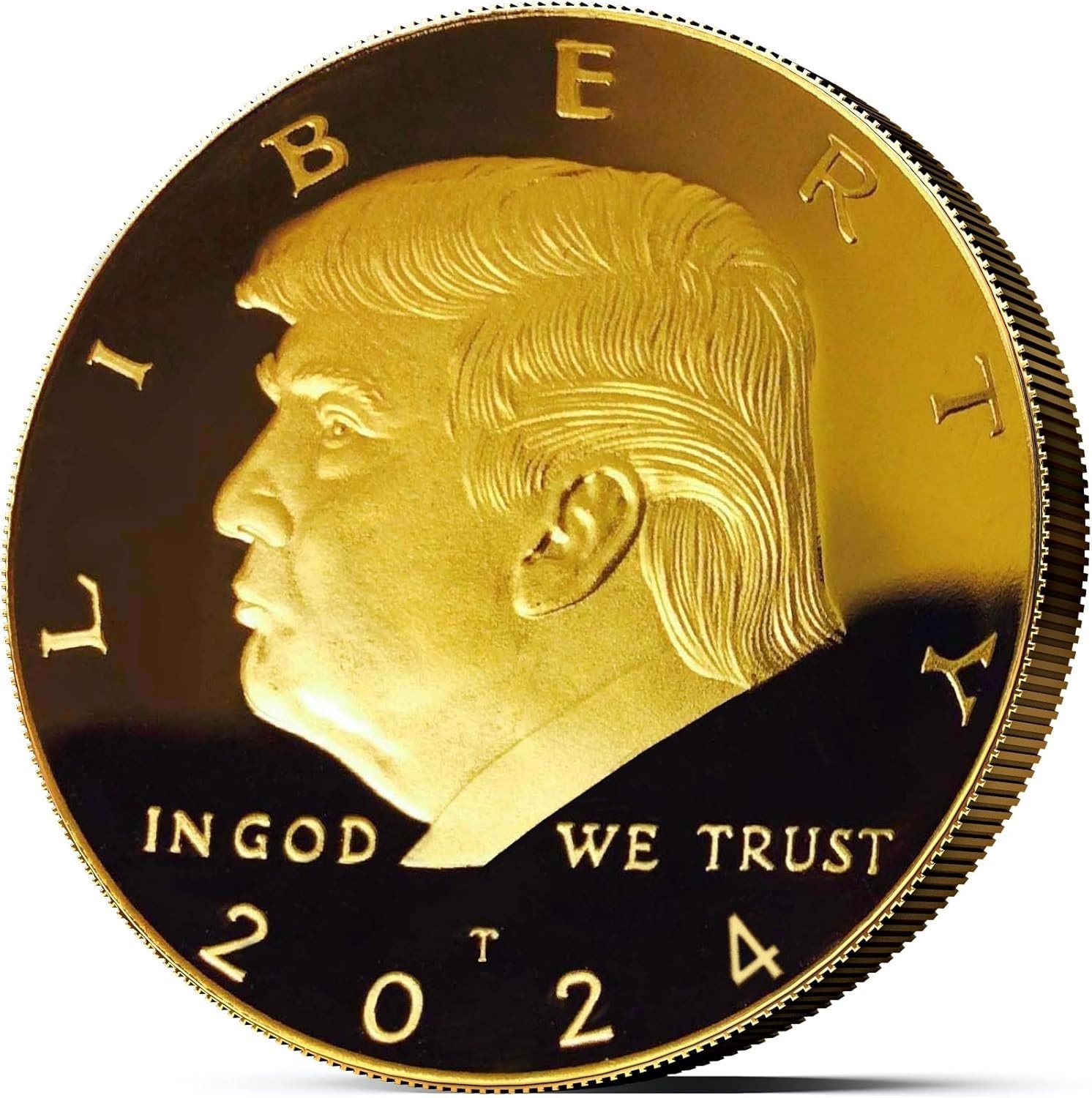 Trump 2024 Gold-Plated Coin with Case, Re-Election Support Collectible