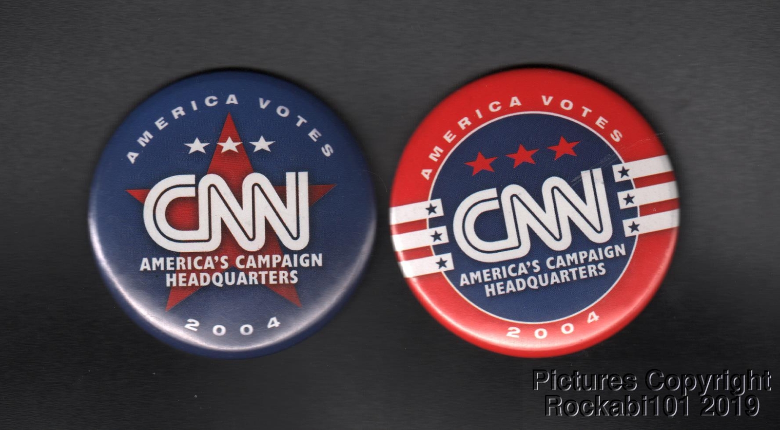 2014 Pair CNN America Votes America s Campaign Headquarters Pin Pinback Buttons