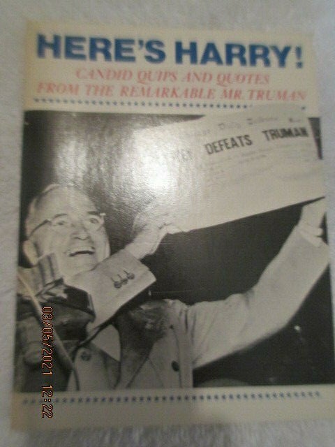 Vintage Harry Truman Booklet “Here’s Harry” quips Quotes paperback BOOK