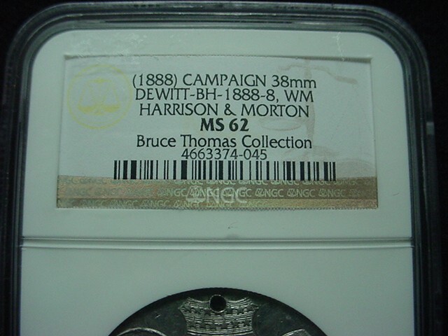 1888 Harrison & Morton Presidential Campaign Medal, NGC Grade MS 62