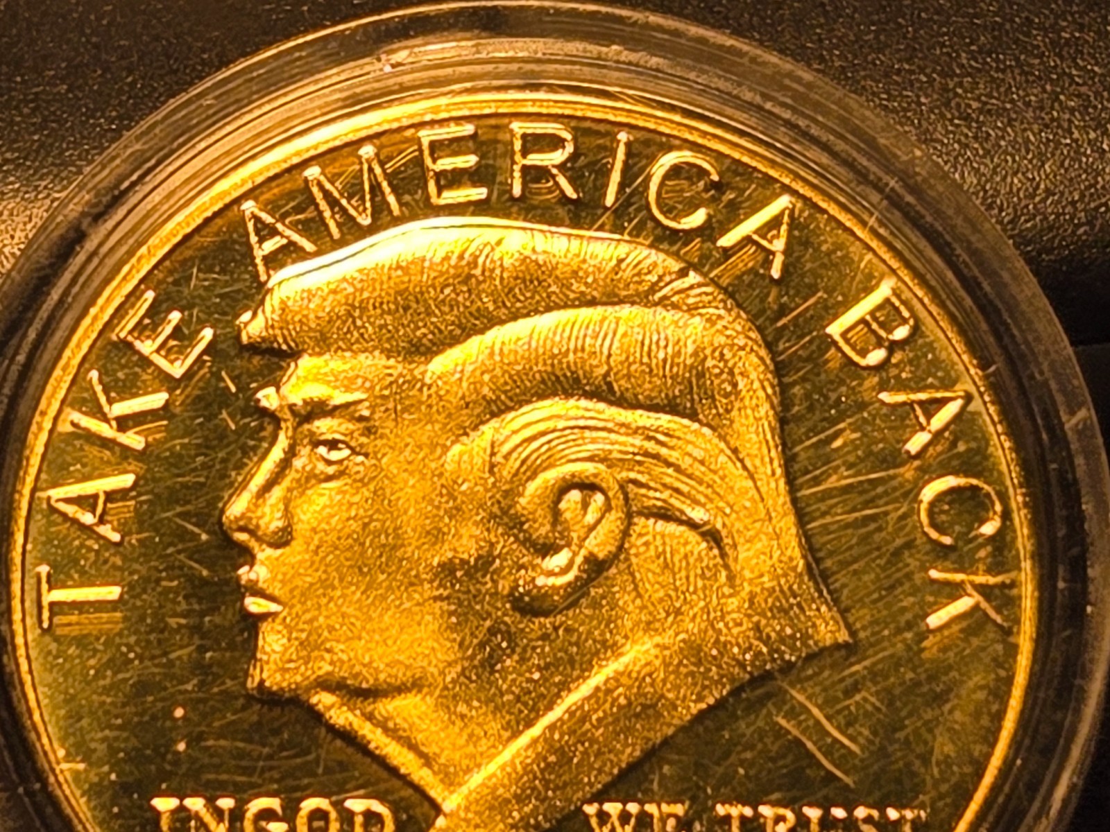 45th President “2024 Donald Trump” Gold Clad Coin “TAKE AMERICA BACK” In Case
