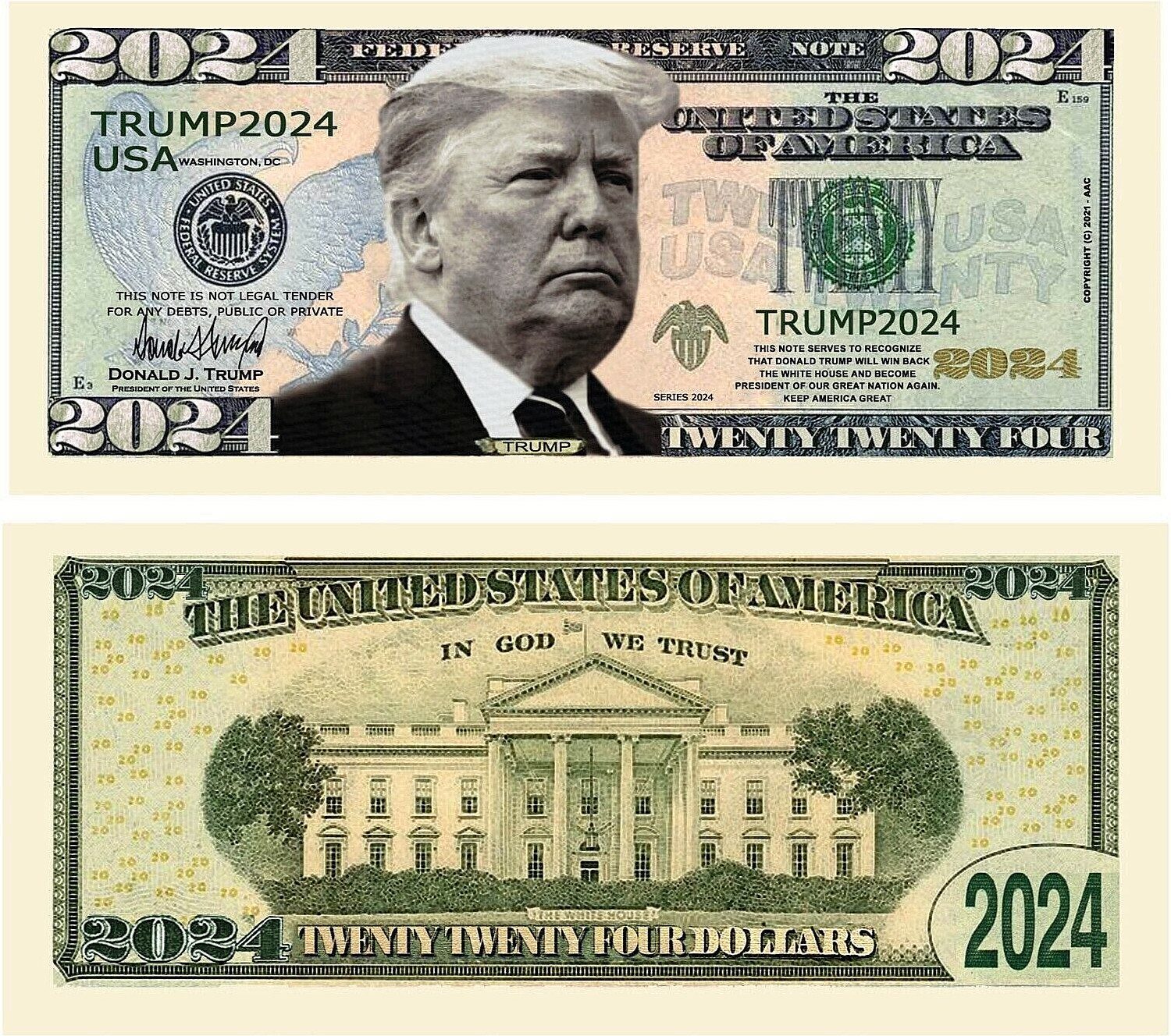 Donald Trump 2024 Re-Election Dollar Bill MAGA Novelty Funny Money