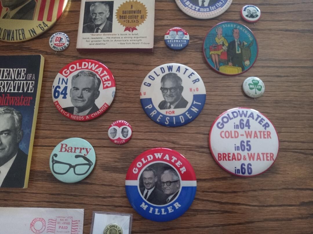 Massive Barry Goldwater Button, Book and Campaign Paraphenalia Collection