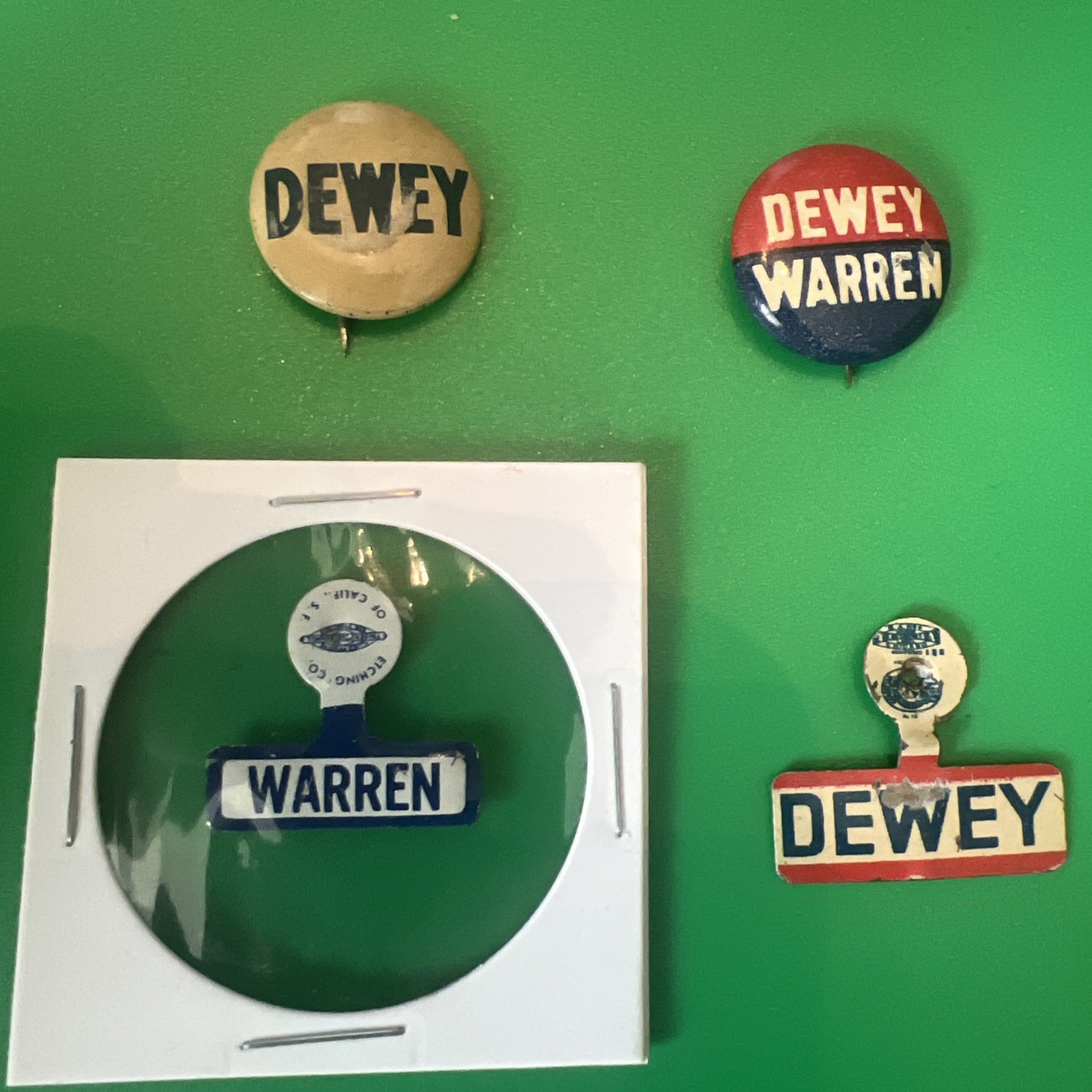 Group of Thomas Dewey Earl Warren items from 1944 Presidential Campaign!