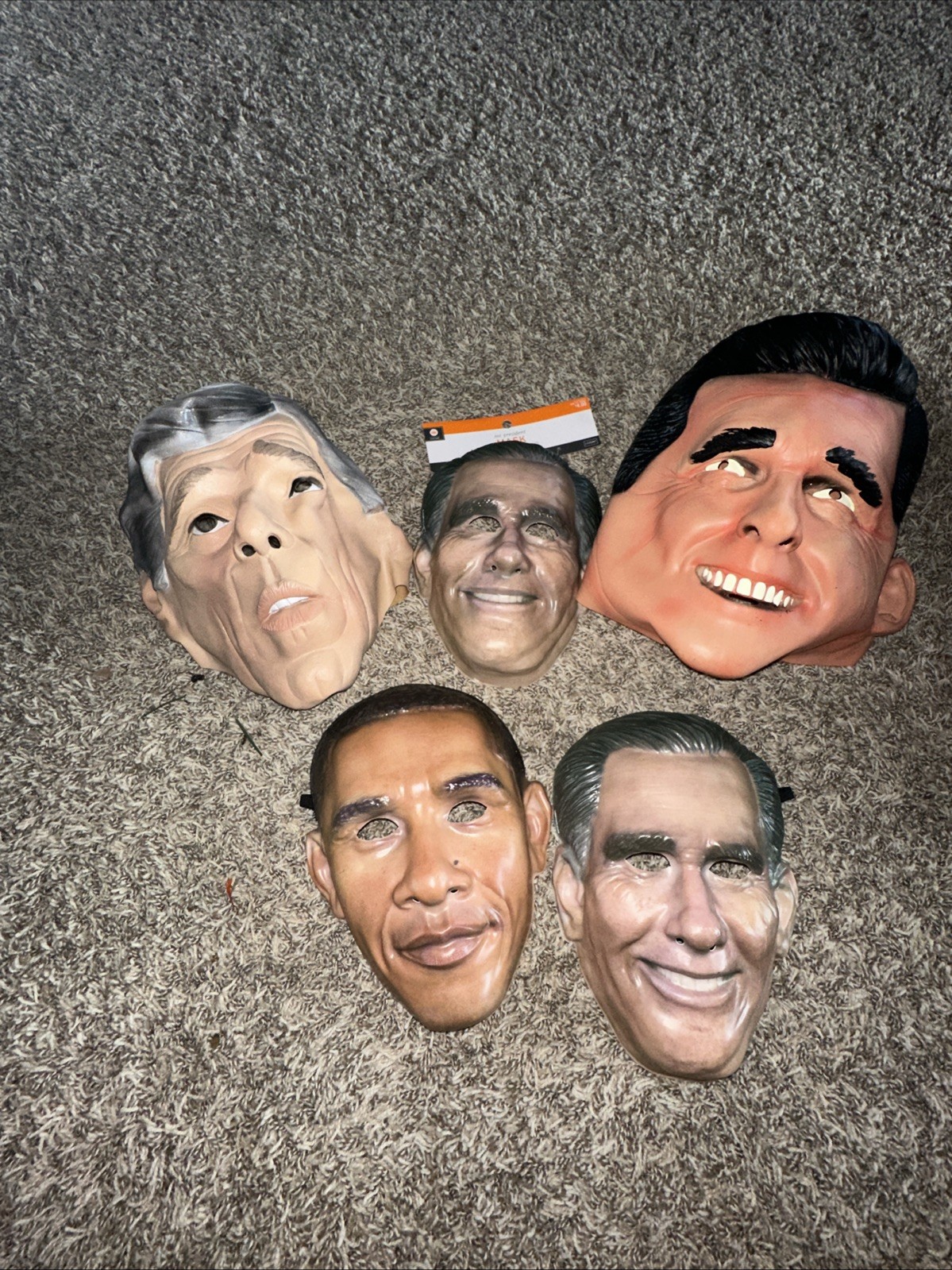 MITT ROMNEY/JOHN KERRY(by Cesar)/BARAK OBAMA FACE MASKS 2 Vinyl 3 Hard Plastic