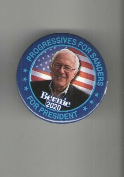 2020 pin PROGRESSIVES for BERNIE SANDERS pinback President Campaign button